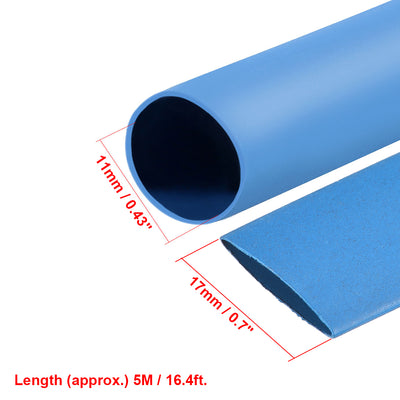 Harfington Uxcell Heat Shrink Tube 2:1 Electrical Insulation Tube Wire Cable Tubing Sleeving Wrap Blue 11mm Diameter 5m Long