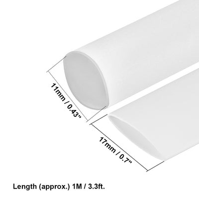 Harfington Uxcell Heat Shrink Tube 2:1 Electrical Insulation Tube Wire Cable Tubing Sleeving Wrap White 11mm Diameter 1m Long
