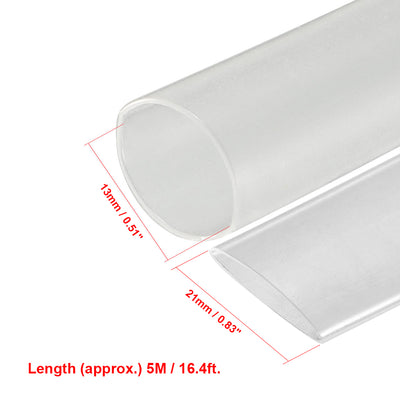 Harfington Uxcell Heat Shrink Tube 2:1 Electrical Insulation Tube Wire Cable Tubing Sleeving Wrap Clear 13mm Diameter 5m Long