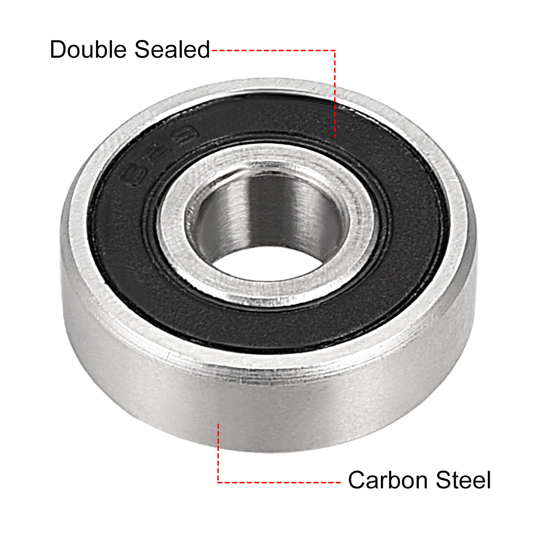 uxcell Uxcell Deep Groove Ball Bearing 629-2RS Double Sealed, 9 x 26 x 8mm Carbon Steel Bearings, 4Pcs