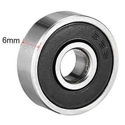 Harfington Uxcell Deep Groove Ball Bearing 626-2RS Double Sealed, 6 x 19 x 6mm Carbon Steel Bearings, 4Pcs