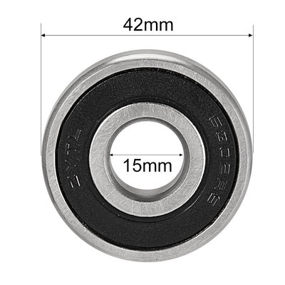 Harfington Deep Groove Ball Bearing 6302RS Single Sealed, 15mm x 42mm x 13mm Chrome Steel Bearings
