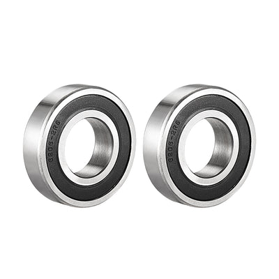 Harfington Deep Groove Ball Bearing 6206-2RS Double Sealed, 30 x 62 x 16mm Carbon Steel Bearings, 2Pcs