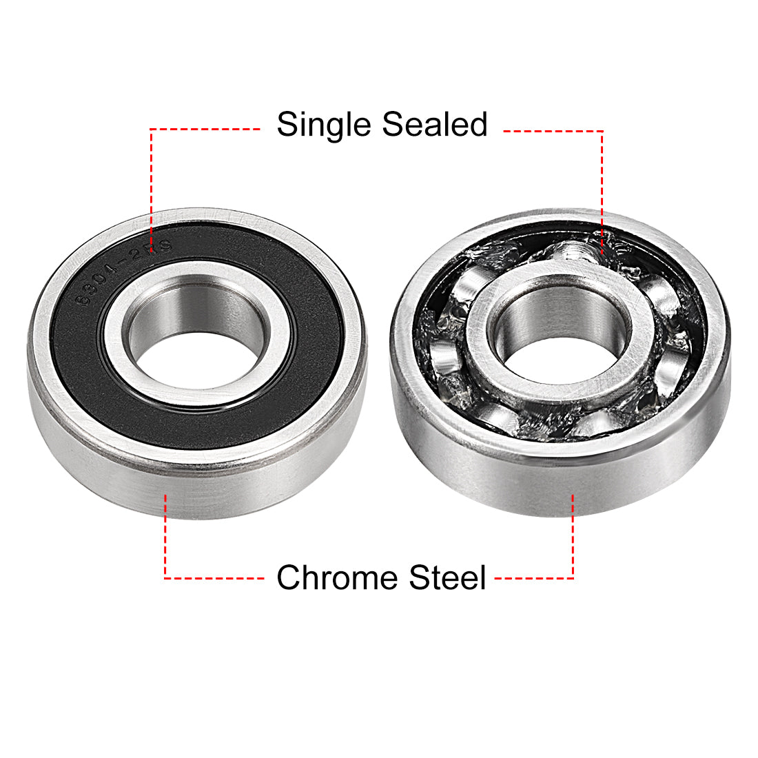 Harfington Deep Groove Ball Bearings Metric Single Sealed Chrome Steel P0 Z2