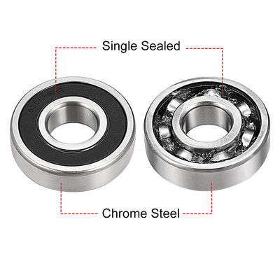 Harfington Deep Groove Ball Bearings Metric Single Sealed Chrome Steel P0 Z2