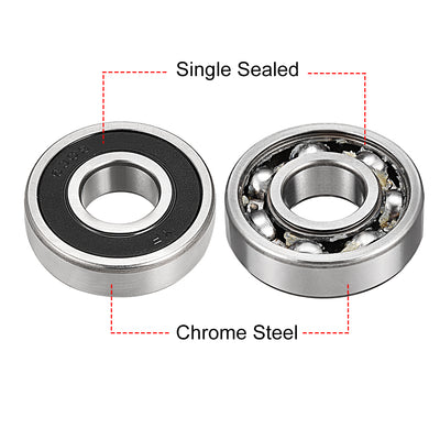 Harfington Deep Groove Ball Bearings Metric Single Sealed Chrome Steel P0 Z2