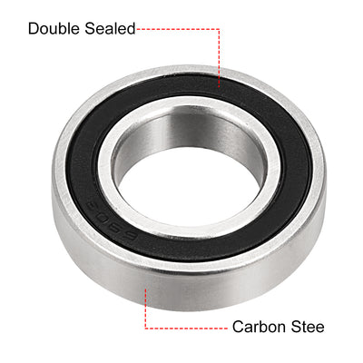 Harfington Uxcell Deep Groove Ball Bearing 6903-2RS Double Sealed, 17 x 30 x 7mm Carbon Steel Bearings, 2Pcs