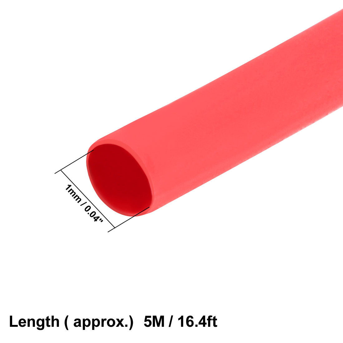 uxcell Uxcell Heat Shrink Tube 2:1 Electrical Insulation Tube Wire Cable Tubing Sleeving Wrap Red 1mm Diameter 5m Long