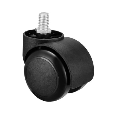 uxcell Uxcell Office Chair Casters Wheels 2 Inch PU Twin Wheel M10x14mm Threaded Stem Swivel Caster Black, 3 Pcs