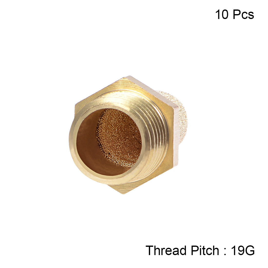 uxcell Uxcell 1/4 PT Sintered Bronze Exhaust Muffler with Brass Body Protruding 10pcs