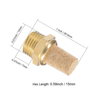 Harfington Uxcell 1/4 PT Sintered Bronze Exhaust Muffler with Brass Body Protruding 10pcs
