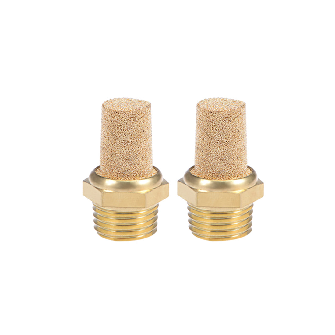 uxcell Uxcell 1/4 PT Sintered Bronze Exhaust Muffler with Brass Body Protruding 10pcs