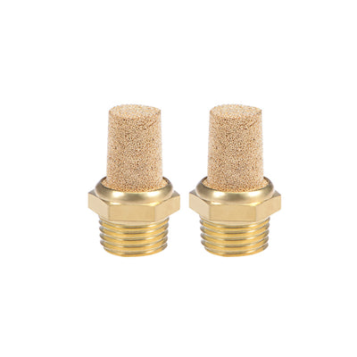 Harfington Uxcell 1/4 PT Sintered Bronze Exhaust Muffler with Brass Body Protruding 10pcs