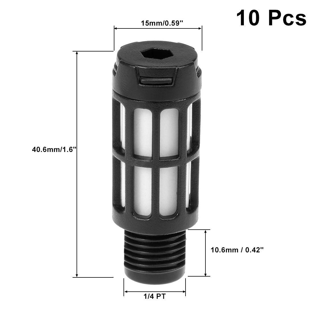 Harfington Plastic Pneumatic Muffler Exhaust Air Line Blue Black 10pcs