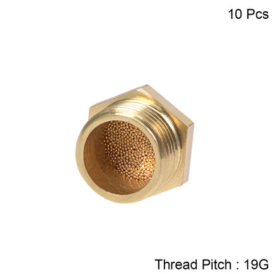 Harfington Uxcell 3/8 PT Sintered Bronze Exhaust Muffler with Brass Body Flat 10pcs