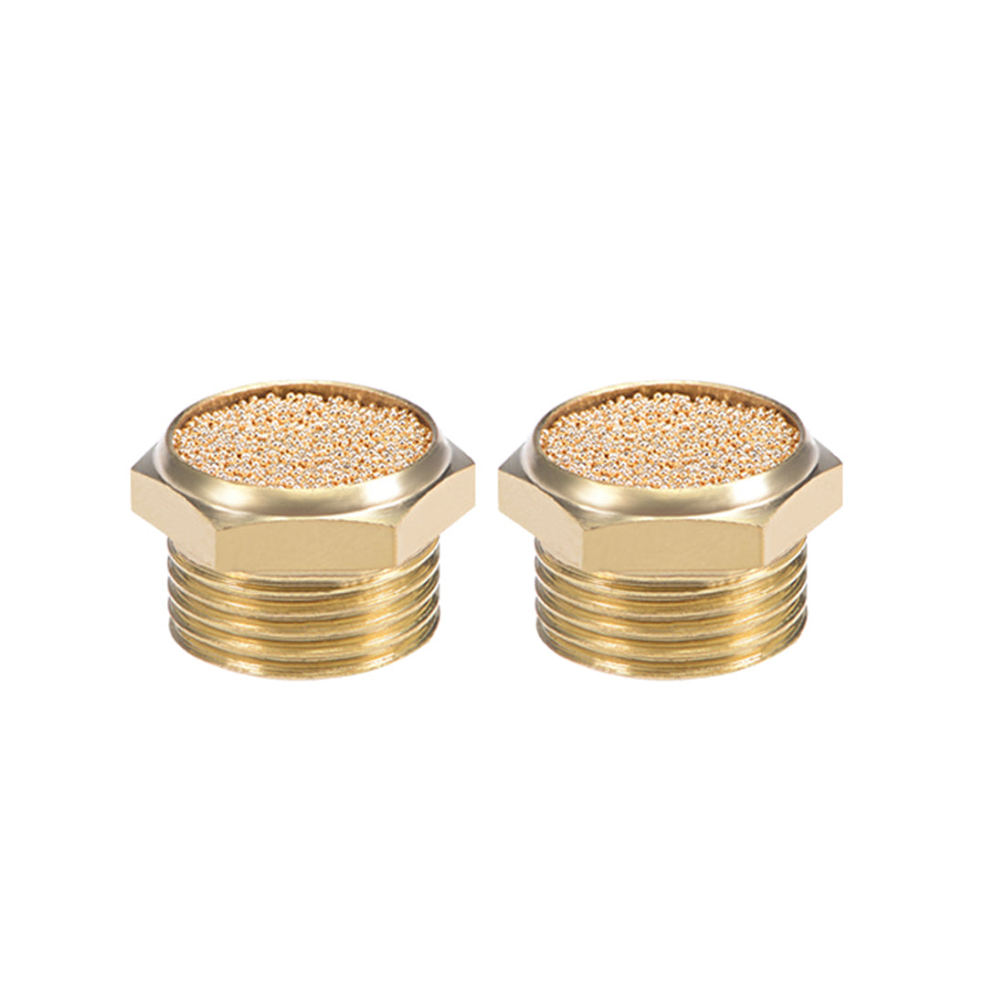 uxcell Uxcell 3/8 PT Sintered Bronze Exhaust Muffler with Brass Body Flat 10pcs