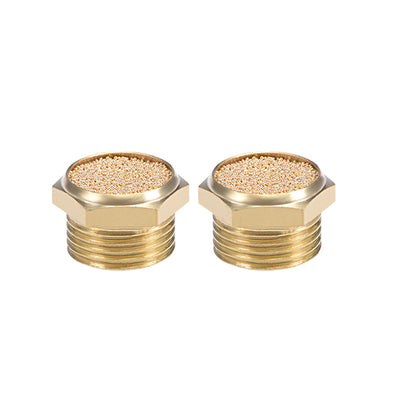 Harfington Uxcell 3/8 PT Sintered Bronze Exhaust Muffler with Brass Body Flat 10pcs