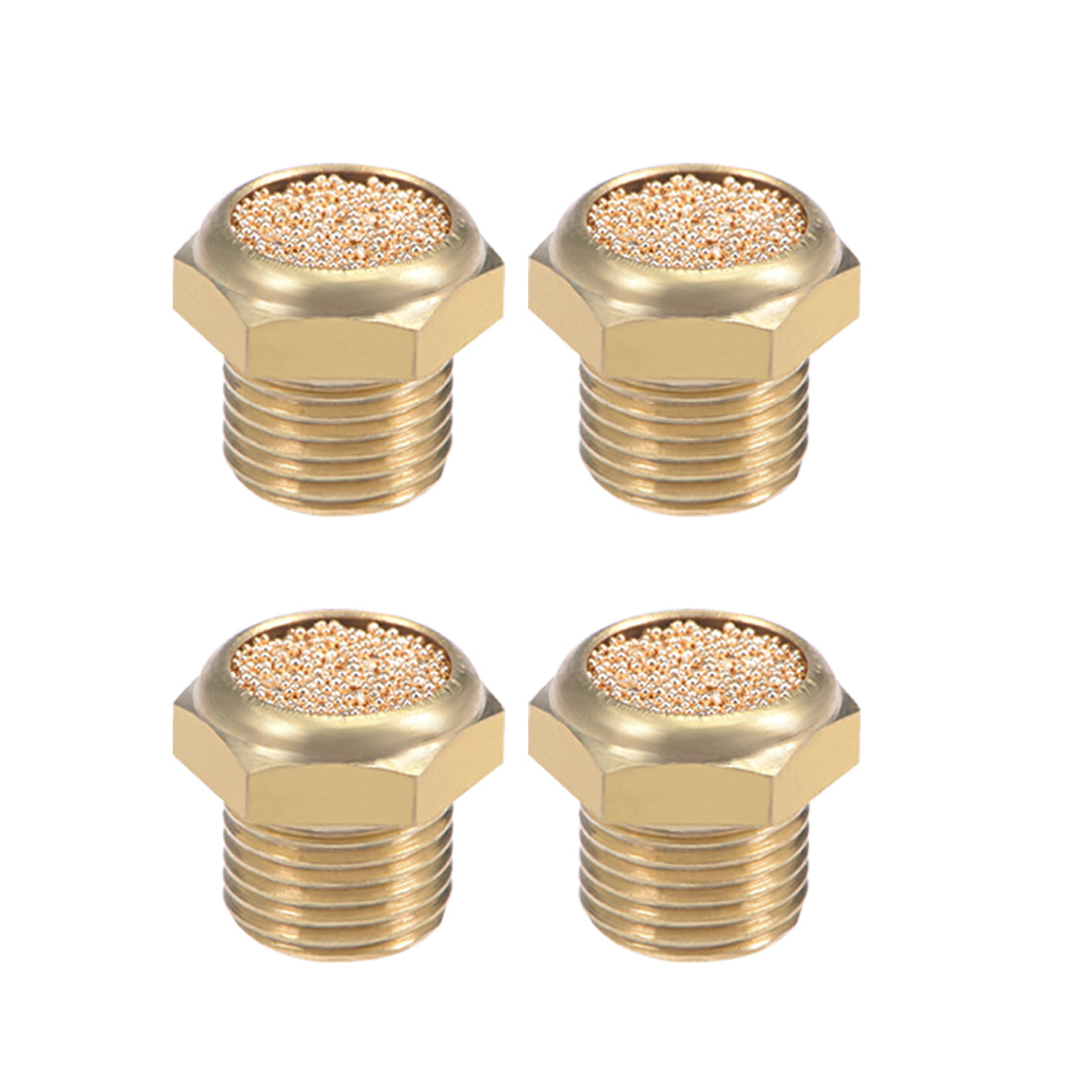 uxcell Uxcell 1/8 PT Sintered Bronze Exhaust Muffler with Brass Body Flat 4pcs