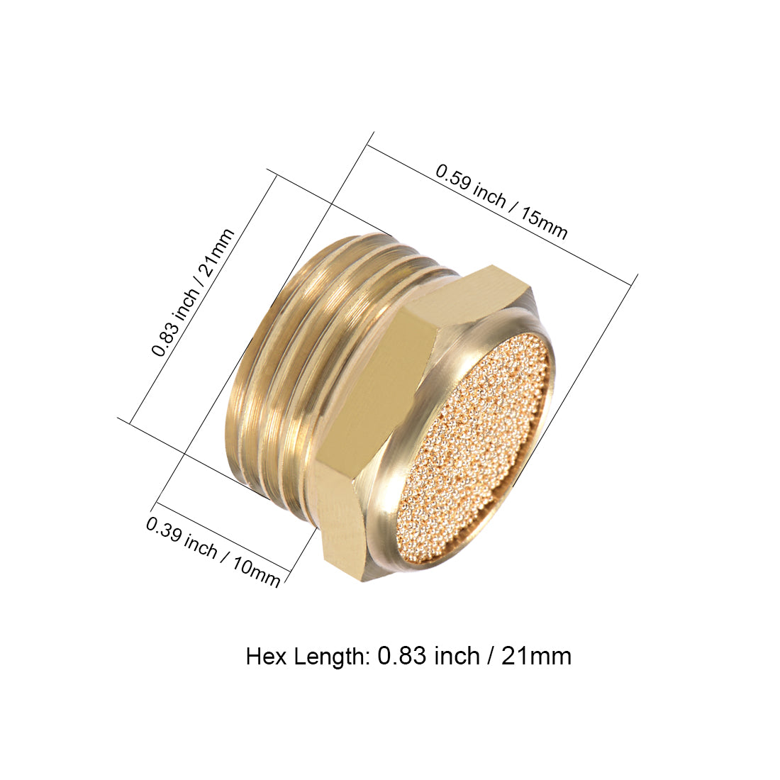 uxcell Uxcell 1/2 PT Sintered Bronze Exhaust Muffler with Brass Body Flat 2pcs