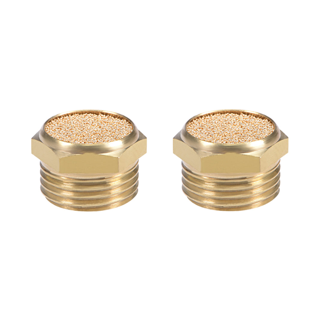 uxcell Uxcell 1/2 PT Sintered Bronze Exhaust Muffler with Brass Body Flat 2pcs