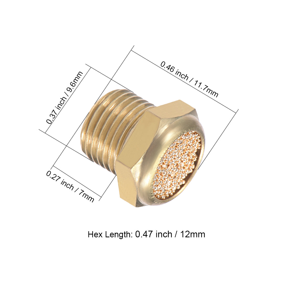 uxcell Uxcell 1/8 PT Sintered Bronze Exhaust Muffler with Brass Body Flat 5pcs