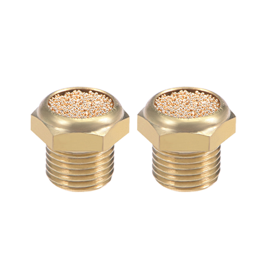 uxcell Uxcell 1/8 PT Sintered Bronze Exhaust Muffler with Brass Body Flat 5pcs