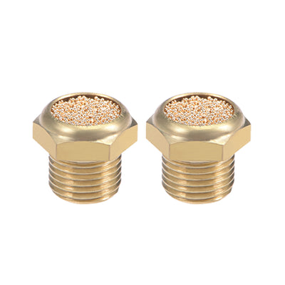 Harfington Uxcell 1/8 PT Sintered Bronze Exhaust Muffler with Brass Body Flat 5pcs