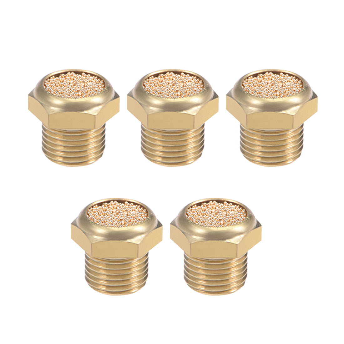 uxcell Uxcell 1/8 PT Sintered Bronze Exhaust Muffler with Brass Body Flat 5pcs