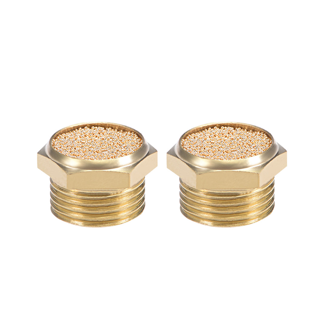 uxcell Uxcell 3/8 PT Sintered Bronze Exhaust Muffler with Brass Body Flat 5pcs