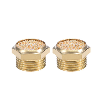 Harfington Uxcell 3/8 PT Sintered Bronze Exhaust Muffler with Brass Body Flat 5pcs