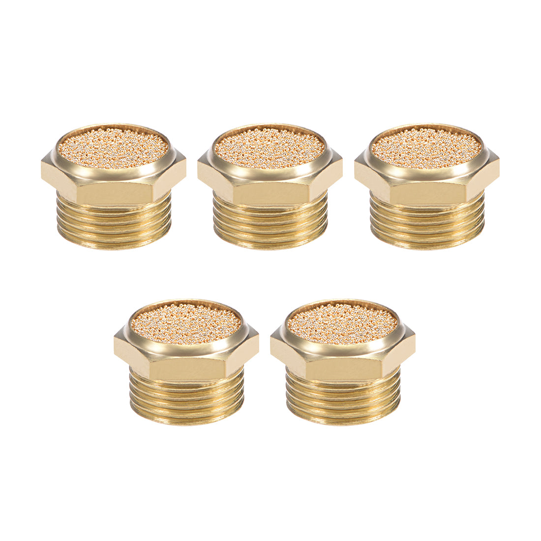 uxcell Uxcell 3/8 PT Sintered Bronze Exhaust Muffler with Brass Body Flat 5pcs