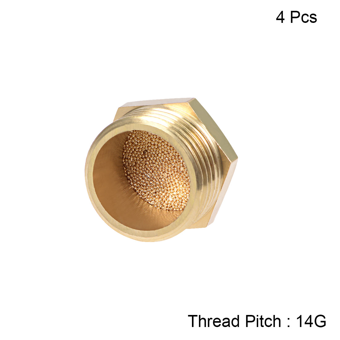uxcell Uxcell 1/2 PT Sintered Bronze Exhaust Muffler with Brass Body Flat 4pcs