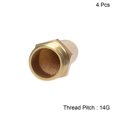 Harfington Uxcell 1/2 PT Sintered Bronze Exhaust Muffler with Brass Body Protruding 4pcs