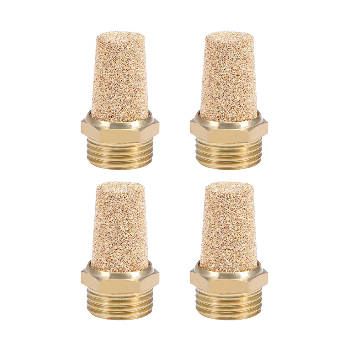 uxcell Uxcell 1/2 PT Sintered Bronze Exhaust Muffler with Brass Body Protruding 4pcs