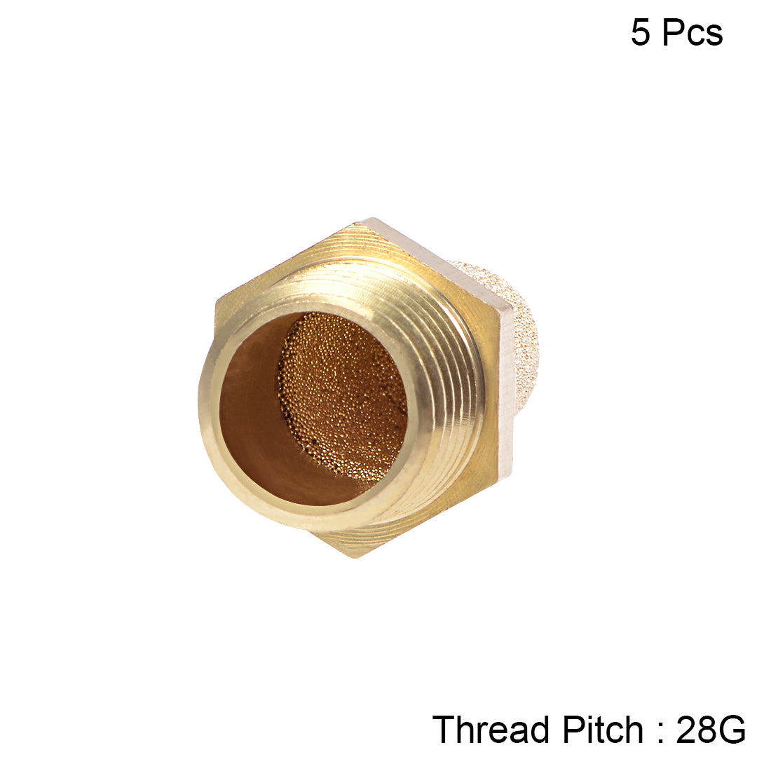 uxcell Uxcell 1/8 PT Sintered Bronze Exhaust Muffler with Brass Body Protruding 5pcs