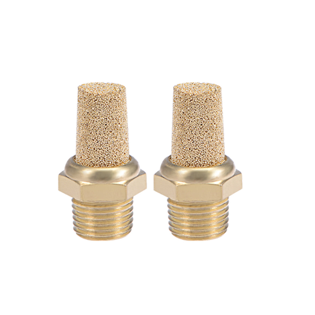 uxcell Uxcell 1/8 PT Sintered Bronze Exhaust Muffler with Brass Body Protruding 5pcs