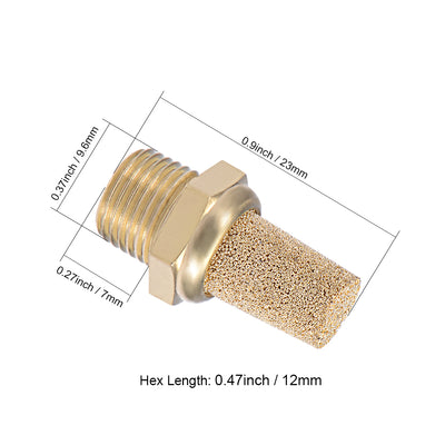 Harfington Uxcell 1/8 PT Sintered Bronze Exhaust Muffler with Brass Body Protruding 10pcs