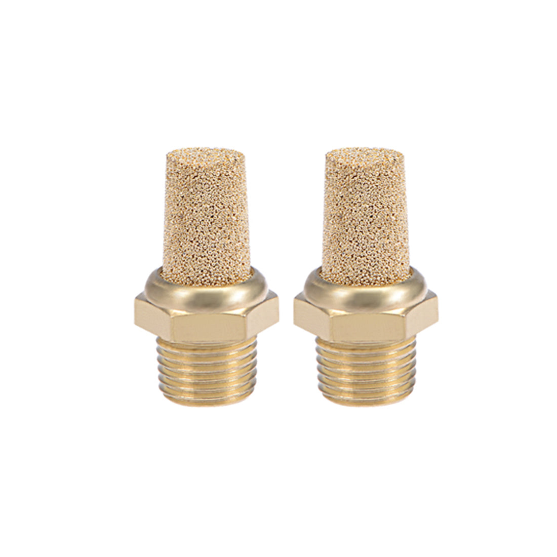 uxcell Uxcell 1/8 PT Sintered Bronze Exhaust Muffler with Brass Body Protruding 10pcs