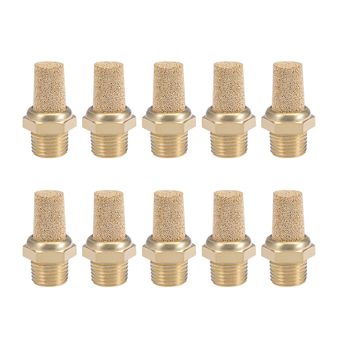uxcell Uxcell 1/8 PT Sintered Bronze Exhaust Muffler with Brass Body Protruding 10pcs