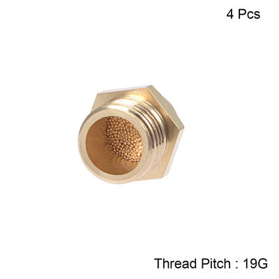 Harfington Uxcell 1/4 PT Sintered Bronze Exhaust Muffler with Brass Body Flat 4pcs