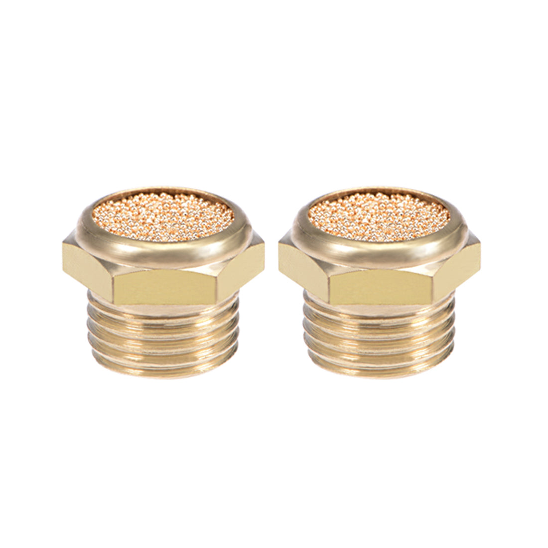 uxcell Uxcell 1/4 PT Sintered Bronze Exhaust Muffler with Brass Body Flat 4pcs