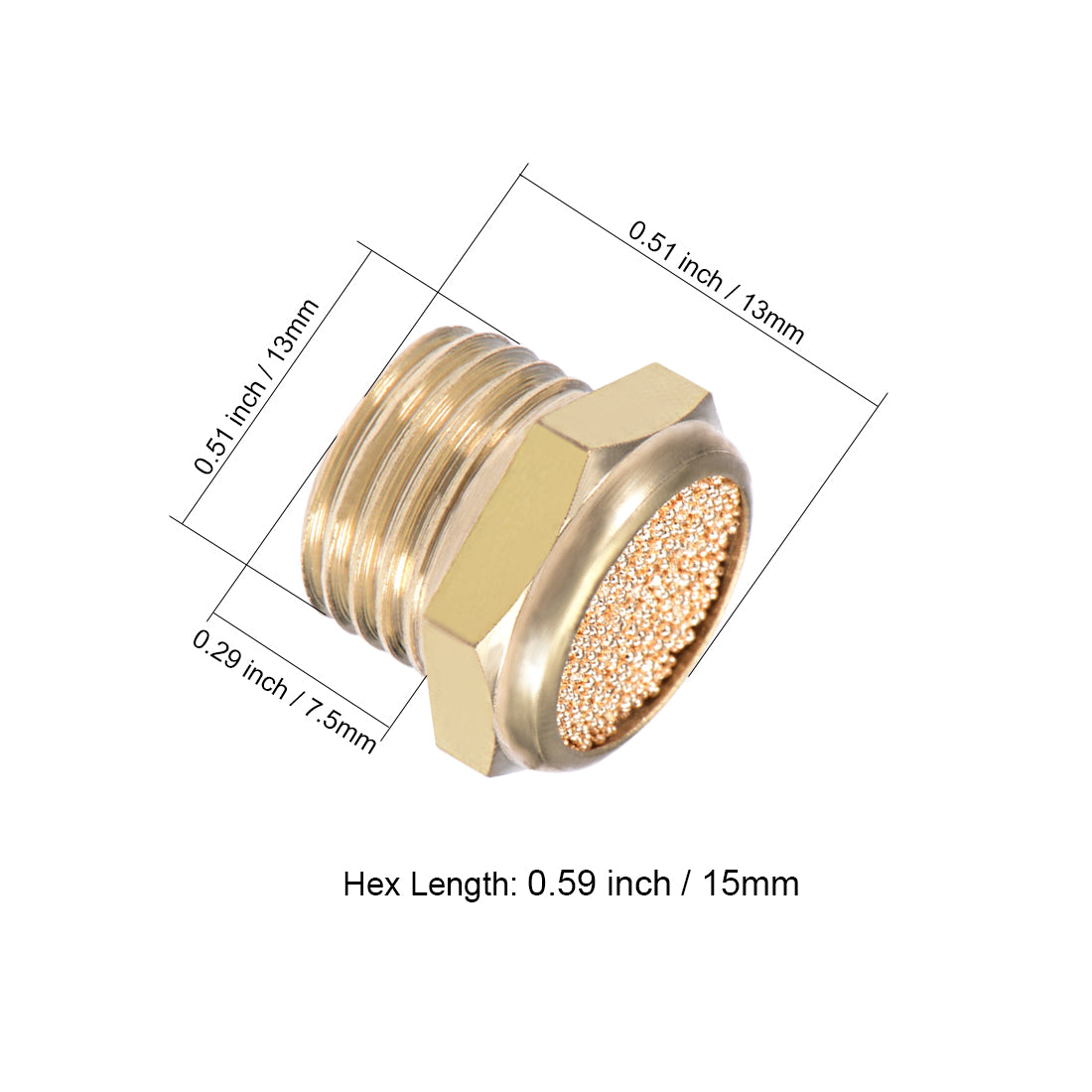uxcell Uxcell 1/4 PT Sintered Bronze Exhaust Muffler with Brass Body Flat 10pcs