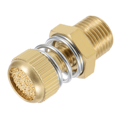 Harfington Uxcell Adjustable Pneumatic Air Exhaust Silencer Muffler Copper 1/8 BSPT with Spring Loaded Gold Tone 1pcs