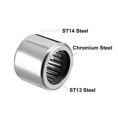 Harfington Uxcell HK Series Needle Roller Bearings, Stamping Steel Drawn Cup Metric