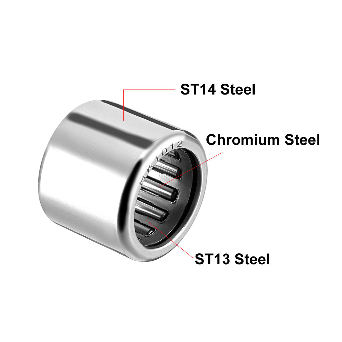 uxcell Uxcell HK Series Needle Roller Bearings, Stamping Steel Drawn Cup Metric