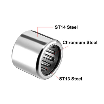 Harfington Uxcell HK Series Needle Roller Bearings, Stamping Steel Drawn Cup Metric