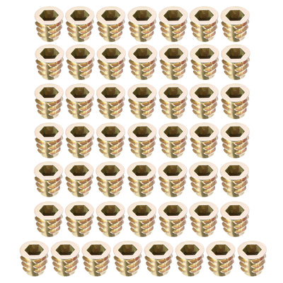 Harfington Uxcell Threaded Insert Nuts Zinc Alloy Hex Socket M6 Internal Threads 10mm Length 50pcs