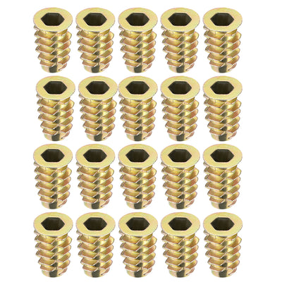 Harfington Uxcell Threaded Insert Nuts Zinc Alloy Hex Socket M6 Internal Threads 18mm Length 20pcs