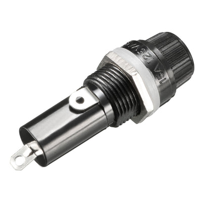 Harfington 2pcs AC 10A 250V 6mm x 30mm Black Electrical Panel Mounted Screw Cap Fuse Holder