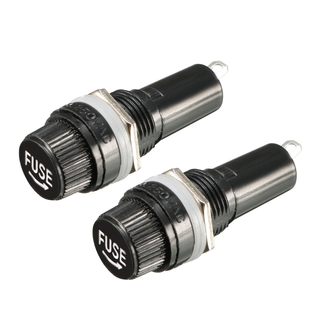 Harfington 2pcs AC 10A 250V 6mm x 30mm Black Electrical Panel Mounted Screw Cap Fuse Holder